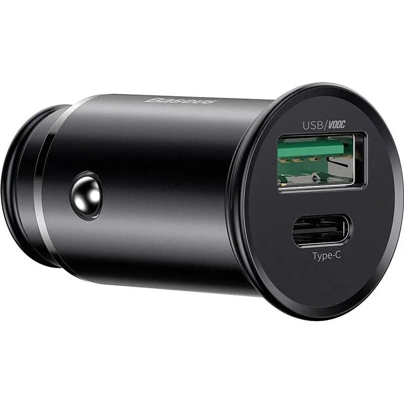 Автомобильное зарядное устройство Baseus Circular Metal PPS Quick Charger Black (CCYS-C01) - фото 2