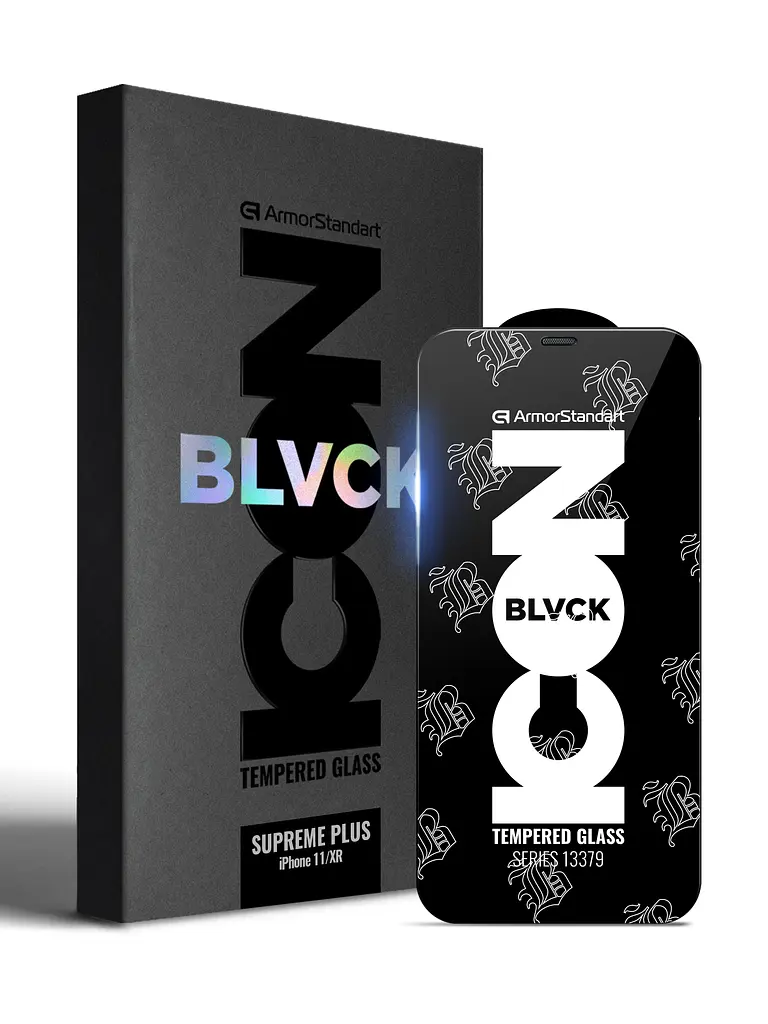 Захисне скло для Apple iPhone 11/XR, Supreme Black Icon, повноекранне загартоване скло 9H, 3D, протиударне, ультратонке, глянцеве, з олеофобним і жировідштовхуючим покриттям, з сіточкою на динамік, преміум, ArmorStandart (ARM59211)