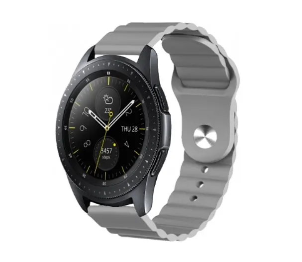 Ремінець BeWatch для Samsung Galaxy Watch 42/3 41 мм/Active/Active 2 силіконовий 20 мм Wave Сірий (1010707) - фото 6