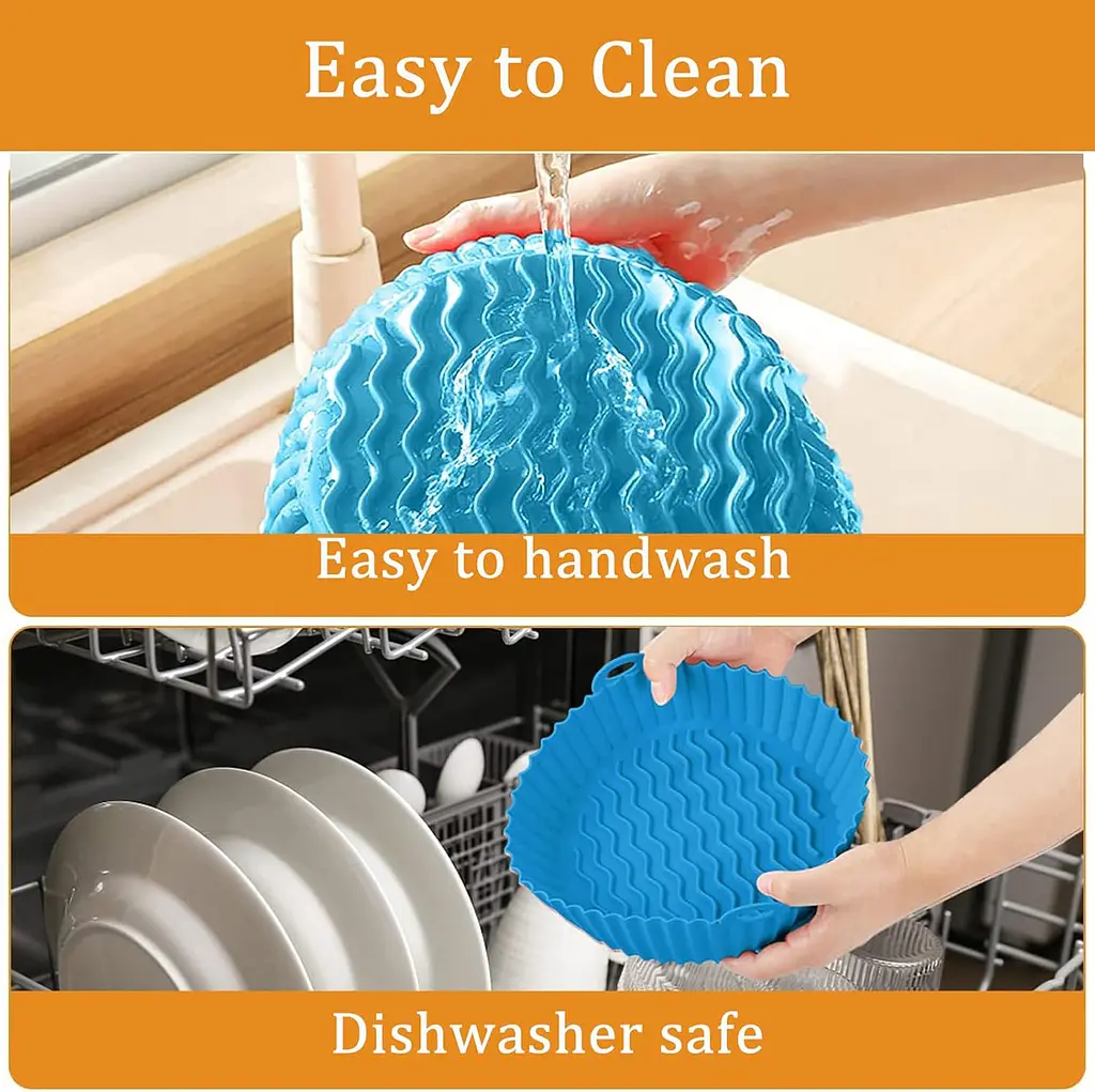 Круглая силиконовая форма для аэрогриля, духовки и мультипечи с высокими бортиками 6 см 20х20 см Серый 88343 - фото 7