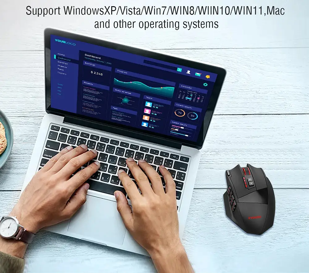 Миша бездротова ігрова з акумулятором та підсвічуванням 2.4 gHz E-YOOSO X33 Black - фото 5