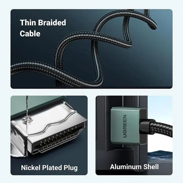 Кабель HDMI 8K Ultra HD UGREEN HD155 HDMI 2.1 HDR+ 3D 8K 60Hz (4K - 240Hz, 2k -144hz 165hz) VRR eARC DTS Dolby 48 Gbps для ПК TV - фото 6