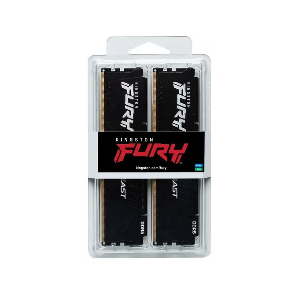 Модуль пам'яті для комп'ютера DDR5 32GB (2x16GB) 6000 MHz Fury Beast Black Kingston Fury (ex.HyperX) (KF560C36BBE2K2-32) - фото 4