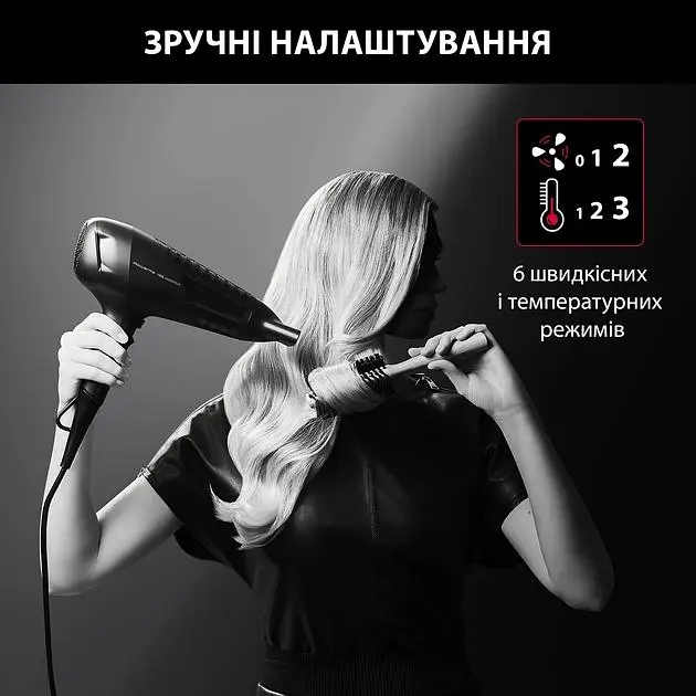 Фен Rowenta Studio Dry x Karl Lagerfeld, 2100Вт, 3 режими, хол. обдув, чорний - фото 10