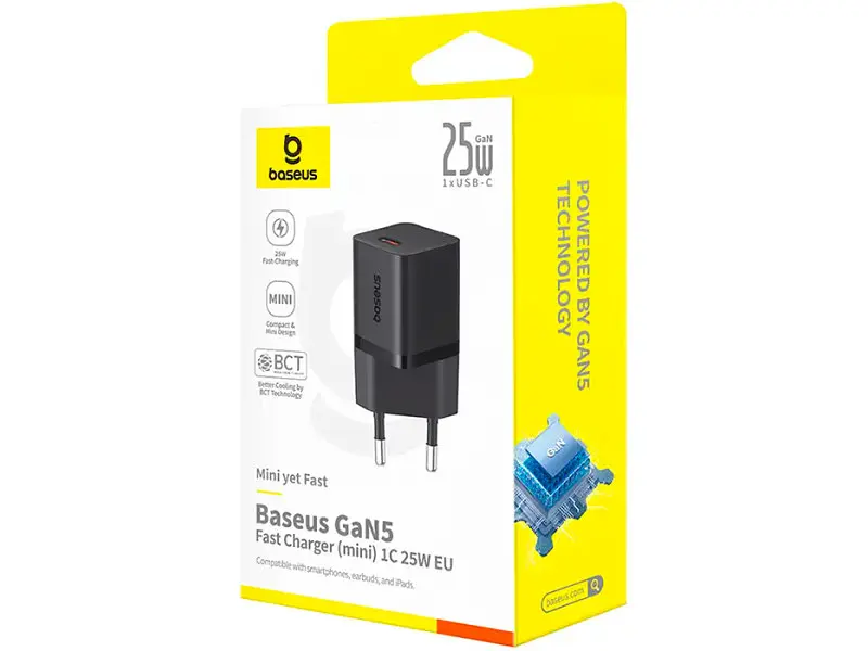 Мережевий зарядний пристрій BASEUS GaN5 Mini Fast Charger 25 W Black (P10110909113-00) - фото 5