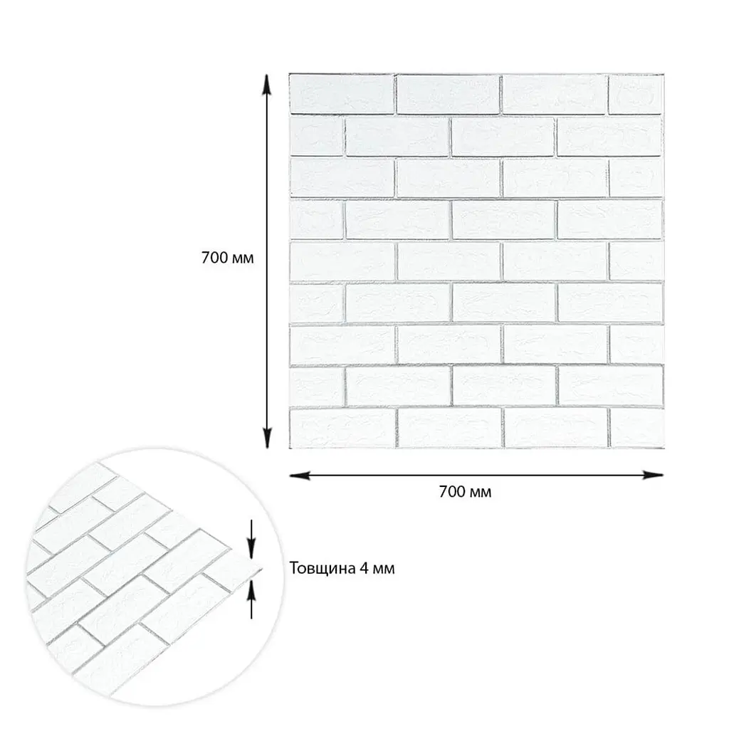 Панель стеновая Sticker Wall 700х700х4мм Белый кирпич с серебром SW-00001502 - фото 3