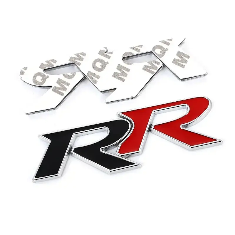 Емблема напис RR для Honda червона+чорний 106х35 мм метал (на скотчі) - фото 2
