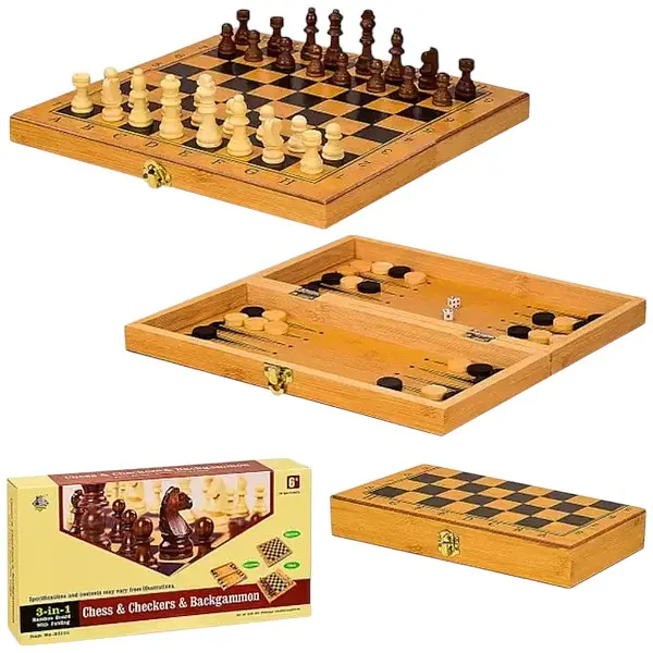 Настольная игра 3 в 1: Шахматы, шашки, нарды разноцветный  ЦБ-00265672 - фото 2