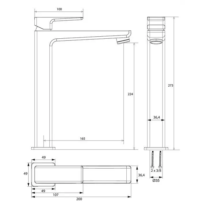 Смеситель для раковины Omnires Parma grafit (PM7412GR) - фото 2