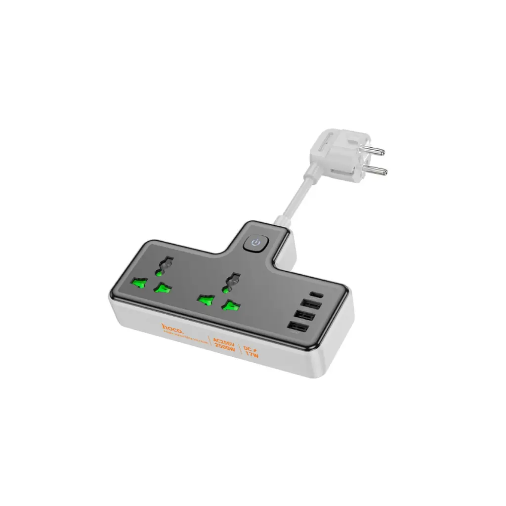Мережевий фільтр живлення HOCO AC11A, 2 роз, 3 USB, USB-C, 17W, 1,5м Black (AC11AB) - фото 2