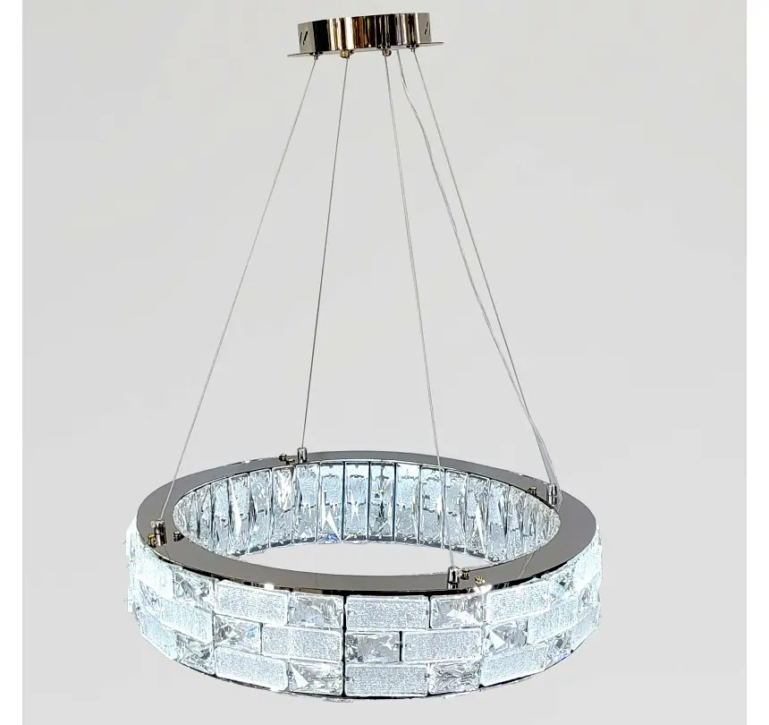 Світлодіодна люстра підвісна Artlight 8003/500CH з прозорим скляним кільцем в кольорі хром, 38W - фото 3