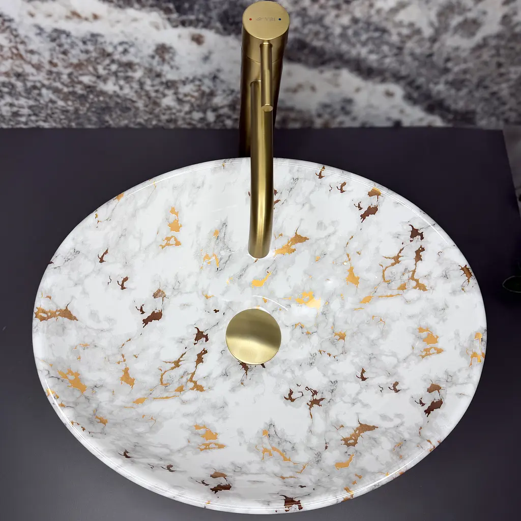 Умивальник VBI Parma накладний 41x34 см marble white glossy VBI-011030 - фото 2