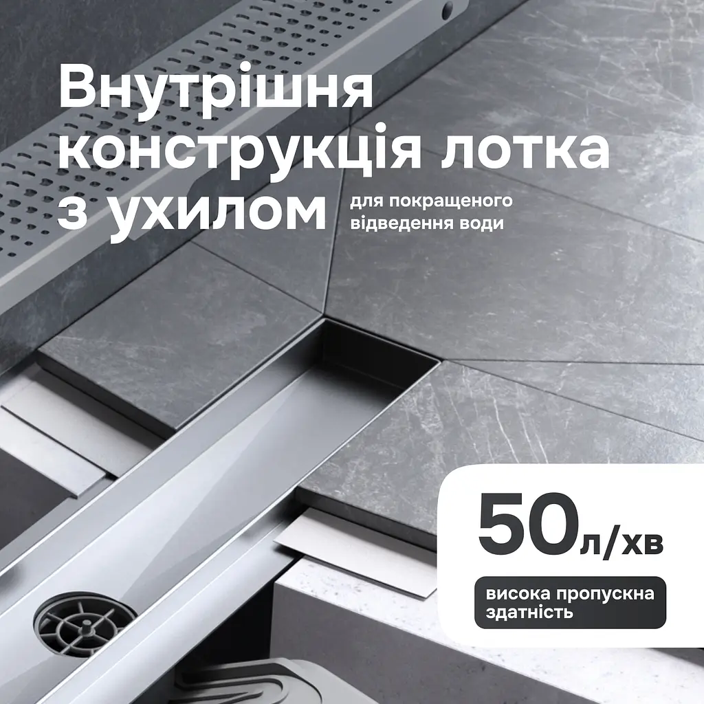 Трап для душу лінійний AM.PM Masterflow Cut Gradient 500 мм, універсальний затвор, хром (W01SC-P11-050-01SB) - фото 6