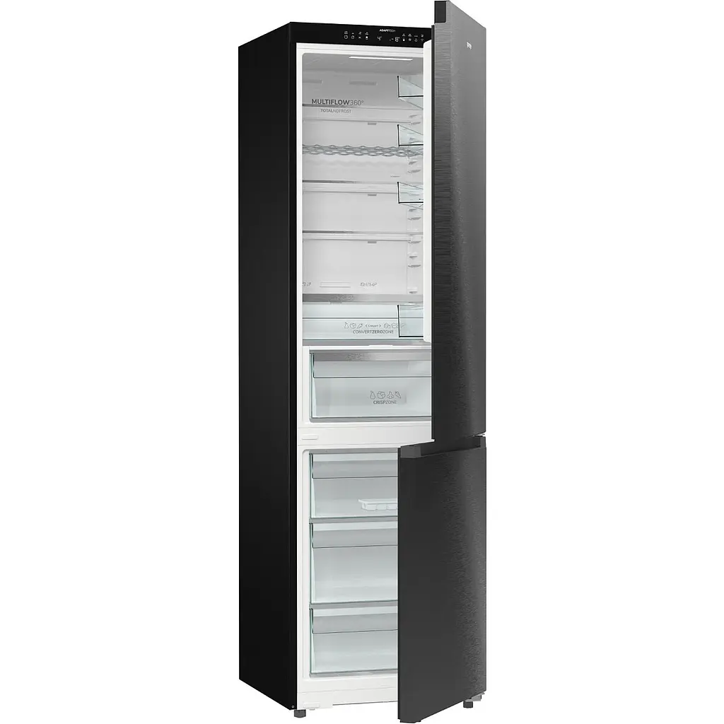 Холодильник Gorenje з нижн. мороз. камерою, 203х66х60см, 2 двері, 257(121)л, А+, NF+, Зона св-ті, Інвертор, Внутр. Дисп, Wi-Fi, Чорний - фото 2