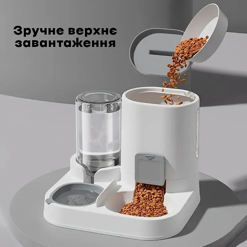 Автоматична годівниця для кішок Pet Feeder 054 з напувалкою, Синій - фото 4