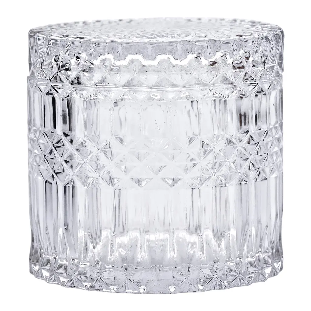 Цукерниця із скла Cylinder Crystal з кришкою 10 см Yiwu HP-4-100 - фото 3