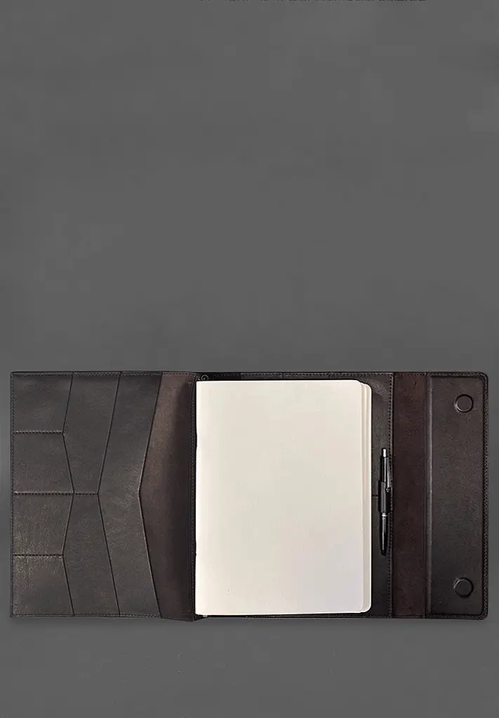 Кожаная папка для документов "Семейная" с тетрадями темно-коричневая - фото 3