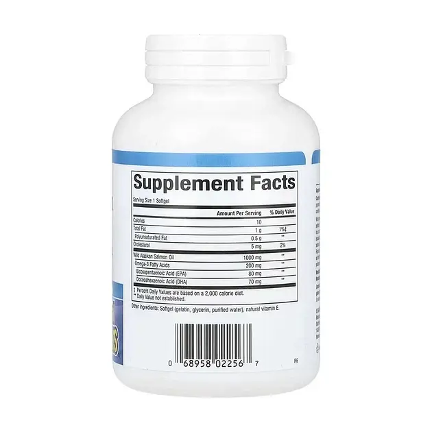 Риб'ячий жир та омега Natural Factors Wild Alaskan Salmon Oil 1000 мг 90 капсул - фото 2