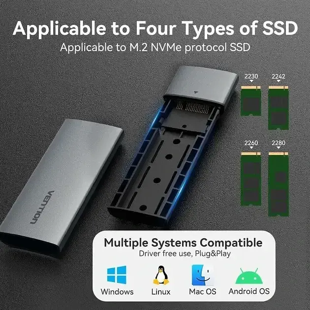 Кишеня для жорстких дисків Vention (KPEH0) для M.2 USB3.1 Type-C Black - фото 4