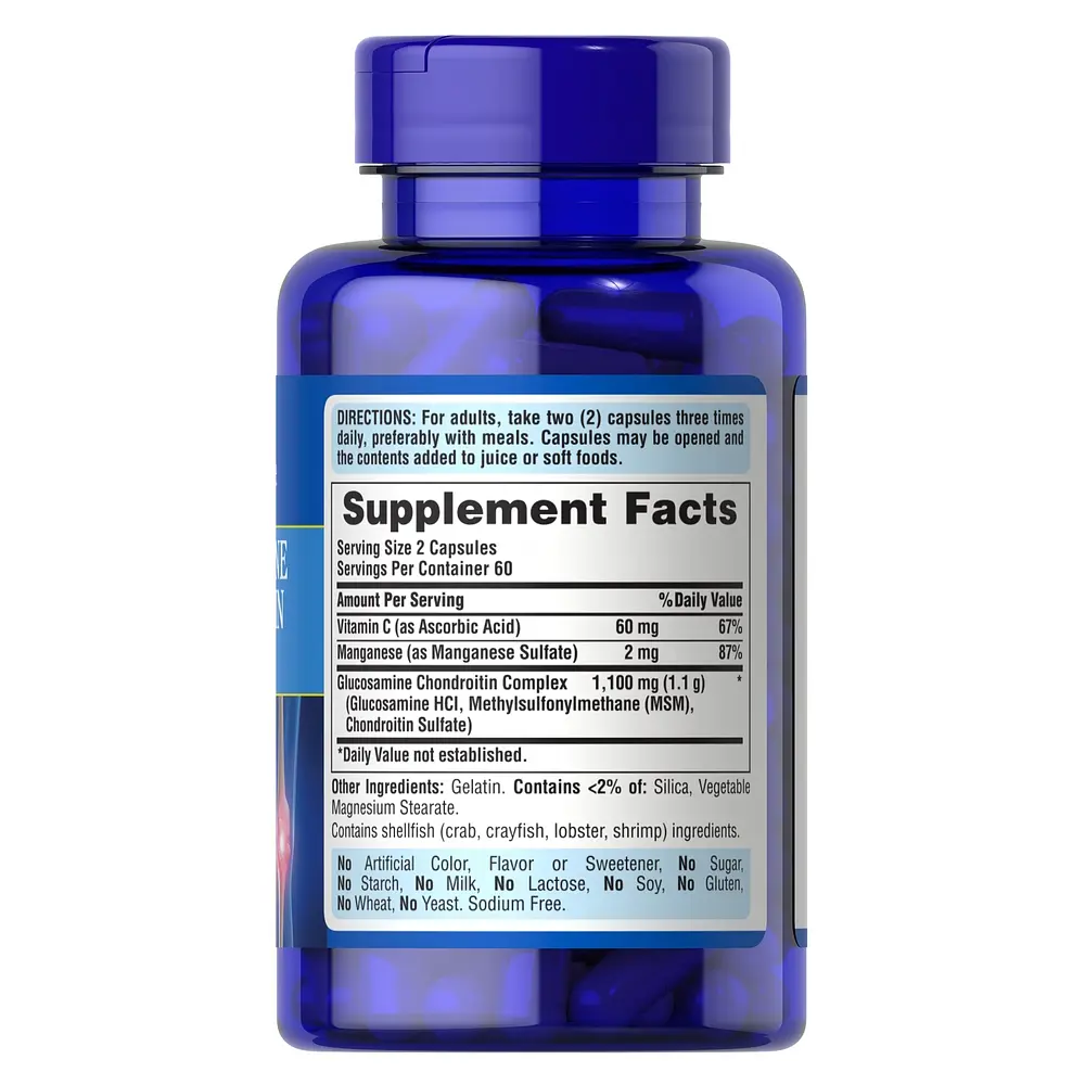 Препарат для зв'язок та суглобів Glucosamine Chondroitin Complex, 120 капсул Puritan's Pride fit0023144 - фото 2