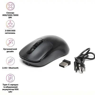 Компьютерная мышка Holmer (MW-03OF) Wireless/Bluetooth Black (MW-03OF) - фото 2