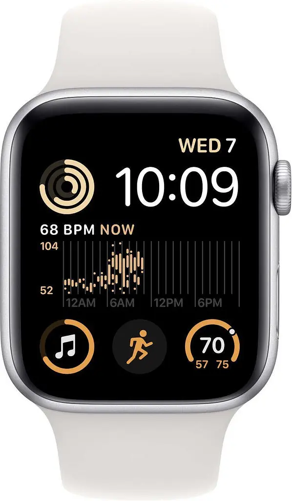 Смарт-часы Apple Watch SE (2022) 44 mm Silver Aluminum with White band (MNK23CS/A) - фото 2