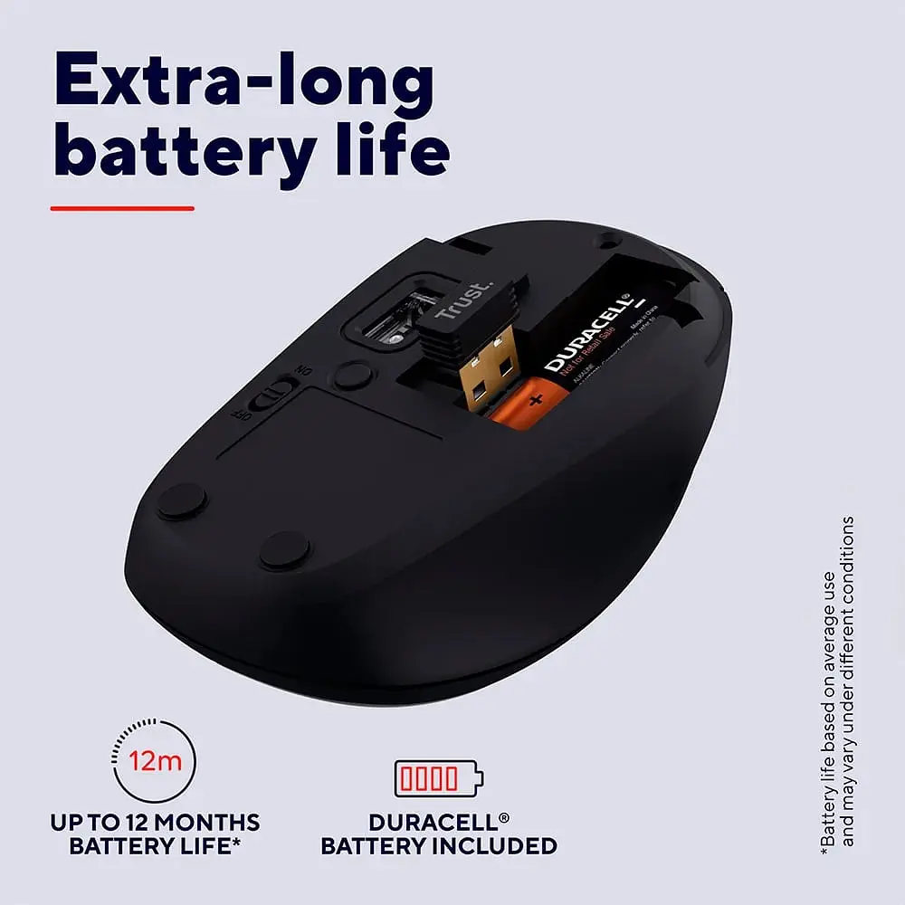 Компьютерная мышь Trust Yvi+ Compact Multi-Device WL/BT/USB-A черный teh0014033 - фото 4