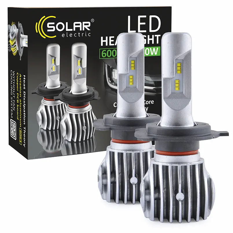 Автолампа Solar LED H4 12/24V 6500K 6000Lm 40W Cree Chip (8604)