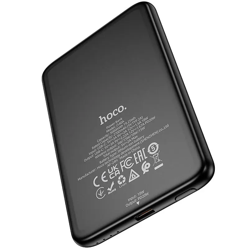 Портативне ЗП Power Bank J140A Tony ultra-thin PD20W із БЗП 5000 mAh Black Hoco teh0029411 - фото 3