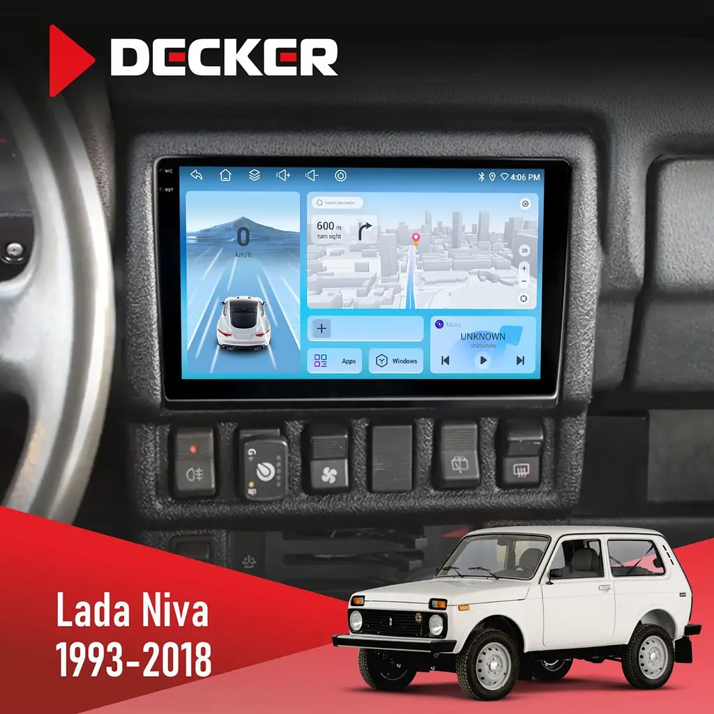 Штатна магнітола Lada Niva 1993-2018 Decker D9-010 6x128, DSP, 4G, 2K Decker (НФ-00008883)