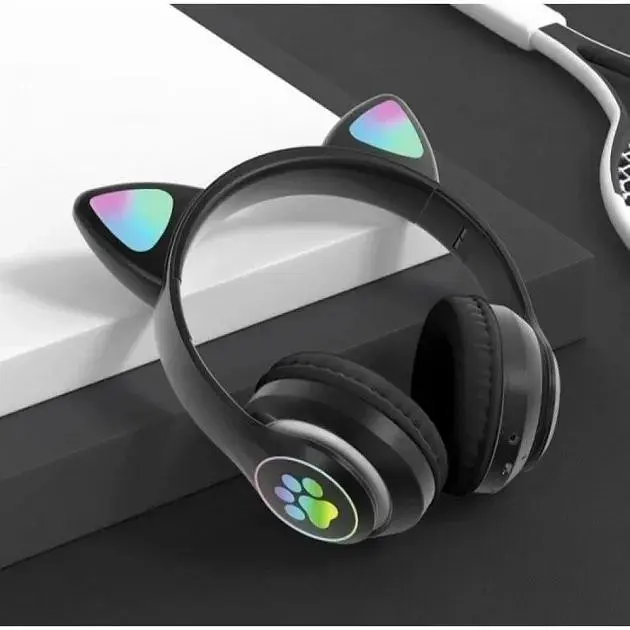 Бездротові навушники Cat ear VZV-23M/7805 Bluetooth з LED підсвічуванням з вушками - фото 2