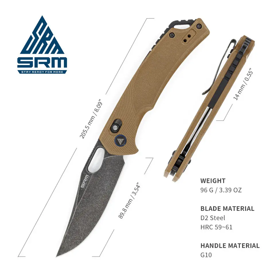 Ніж cкладний SRM Retriever 9201-GW коричневий - фото 7