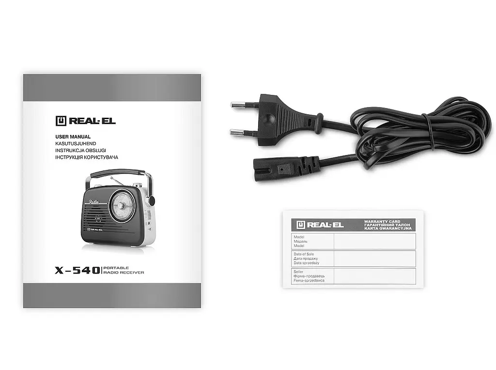 Радиоприемник портативный REAL-EL X540 аккумулятор, батарейки, сеть 220В - фото 9
