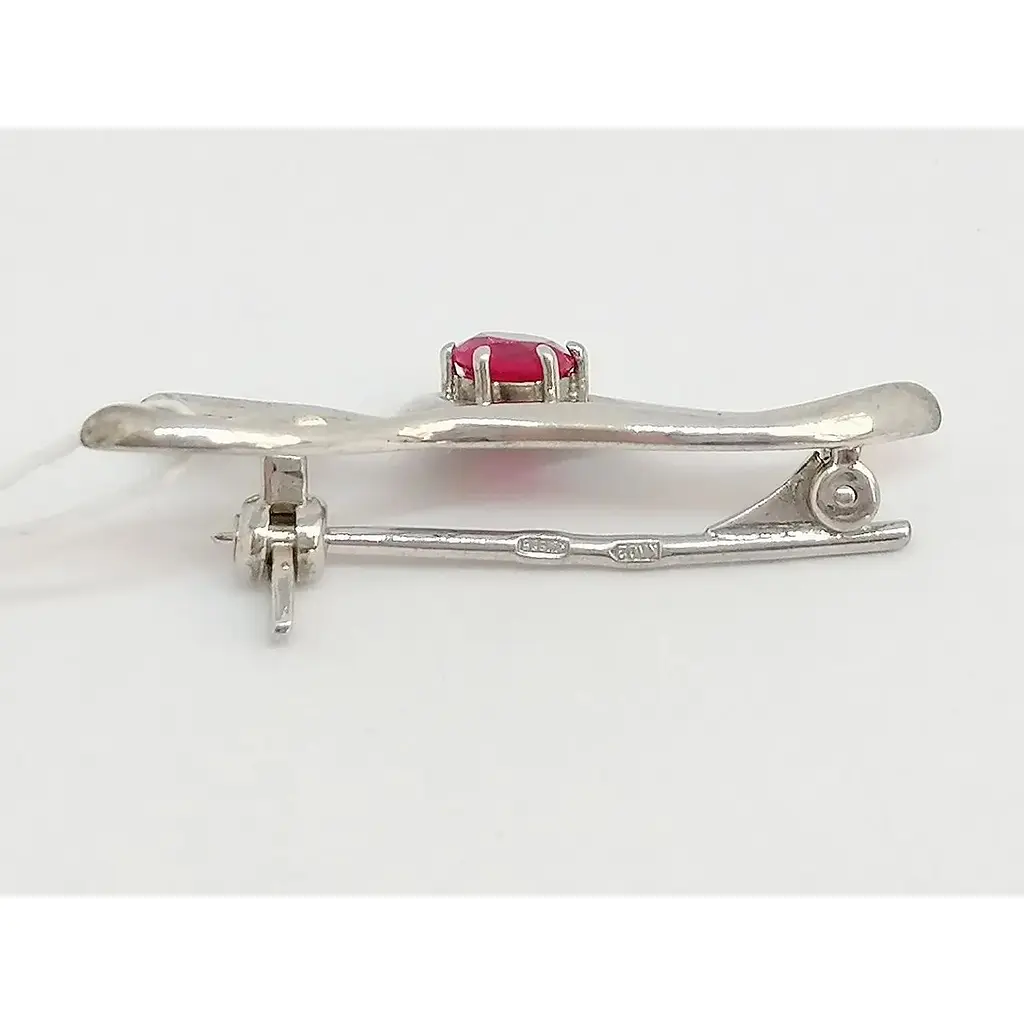 Срібна брошка Гаразд з фіанітом. 5582964 - фото 3