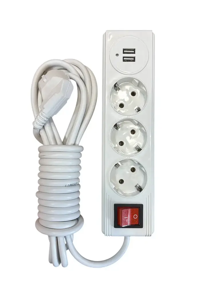 Подовжувач 3 гнізда 3М(провід 100% мідь) з зазем., вимик.,з USB (3х1) MODERN (18343) ТМ LUMANO