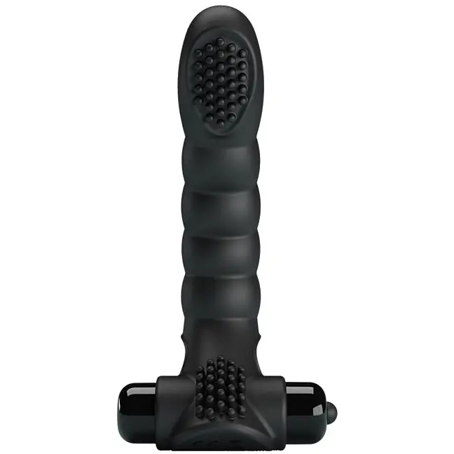 Вібронасадка на палець Pretty Love Alexander Finger Vibrator Black, 13х2.6 см (чорний) - фото 2