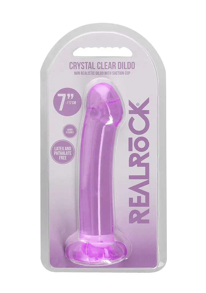 Фалоімітатор RealRock Crystal Clear 6.7" 17 см (фіолетовий) - фото 5