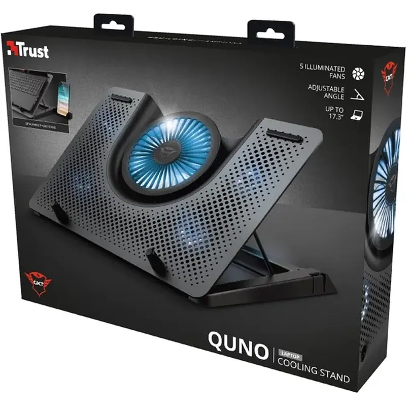 Підставка для ноутбуків Trust GXT 1125 Quno, до 17.3", BLUE LED, чорний - фото 6