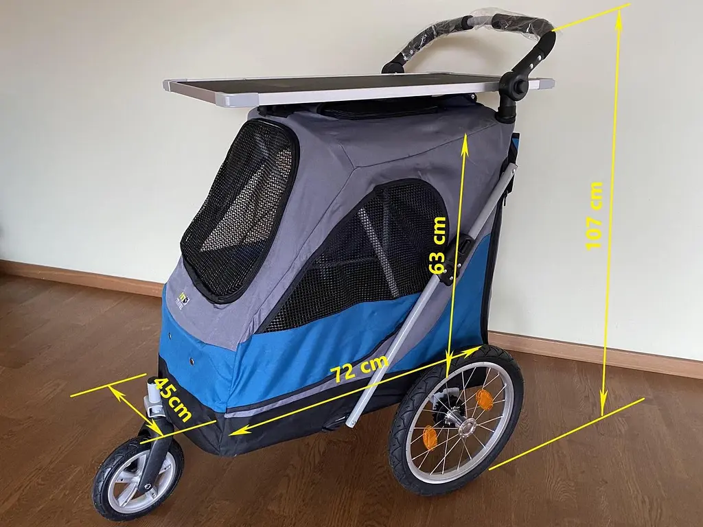 Візок для собак Pet Travel Red зі столиком чохлом та дощовиком Medium - фото 3