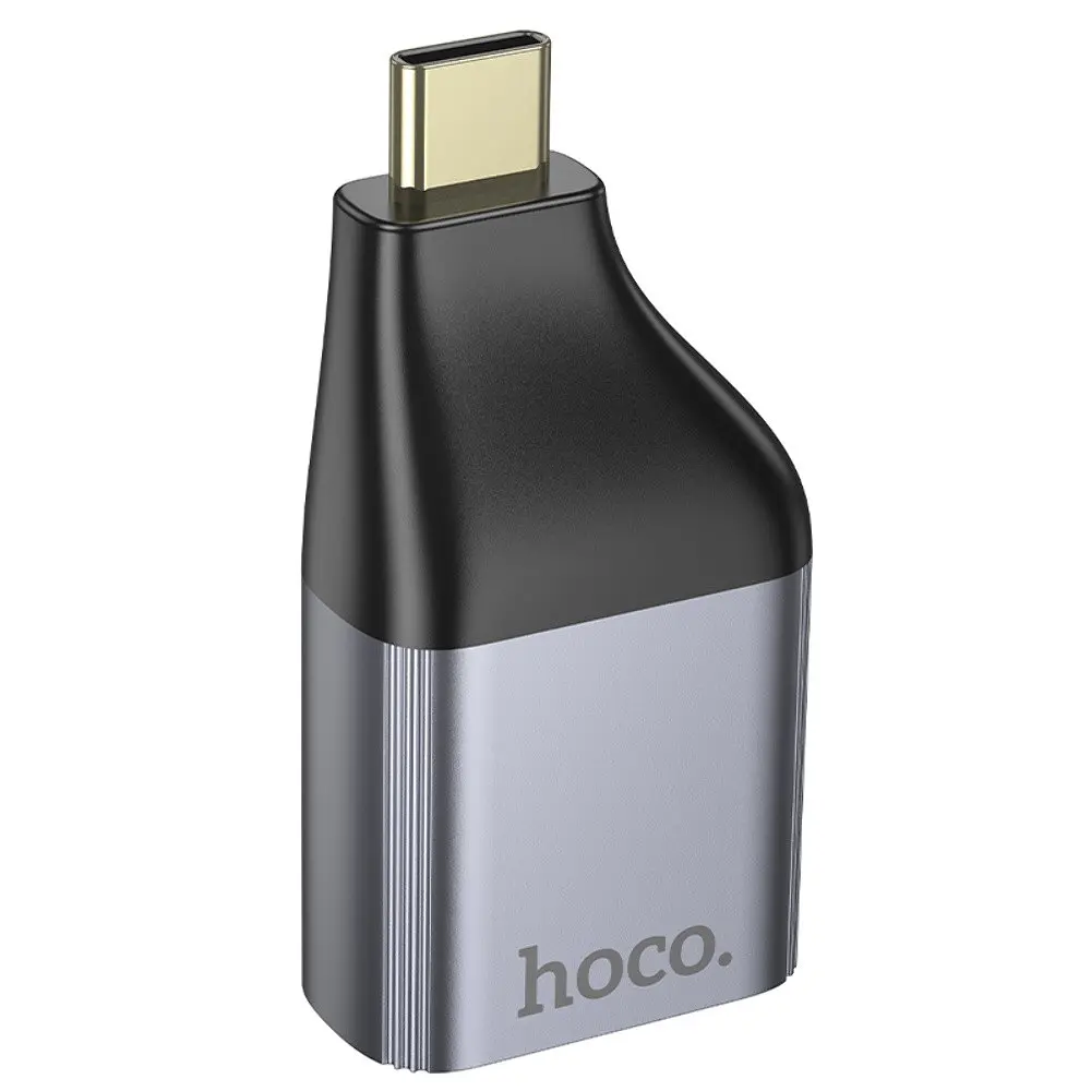 Адаптер переходник Hoco UA34 Type-C to VGA metal grey - фото 3