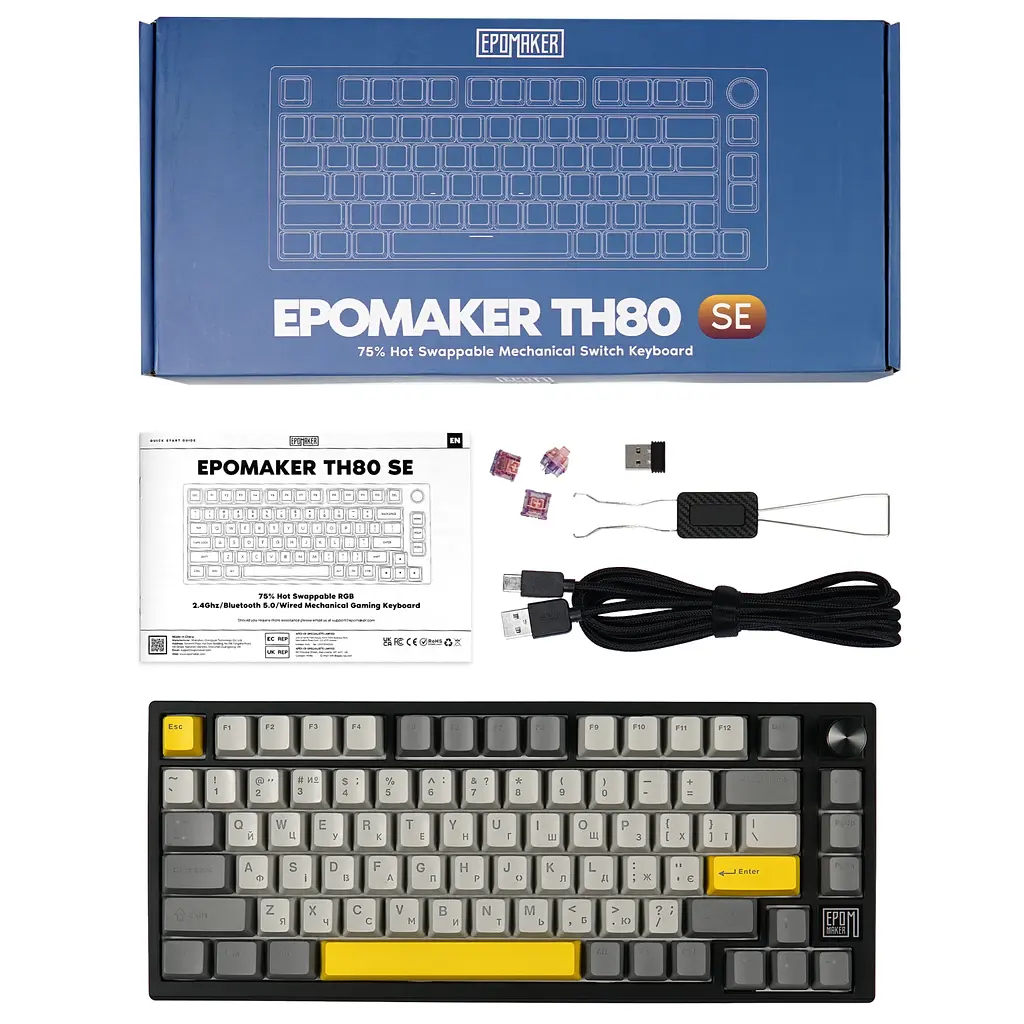 Клавіатура Epomaker TH80 SE Flamingo Black механічна бездротова (TH80-SE-B-F) - фото 2