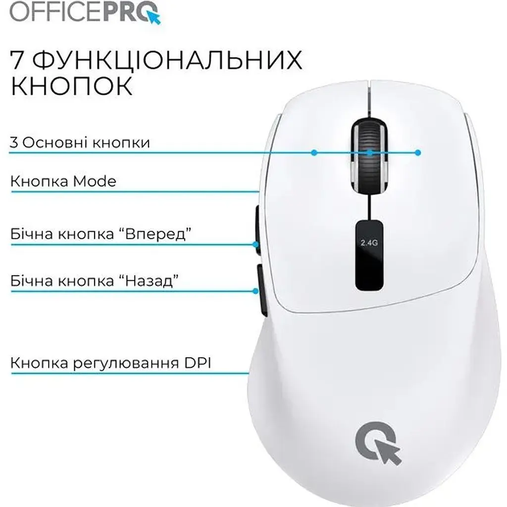 Мышь OfficePro M398W Silent Click Wireless White [161158] - фото 6