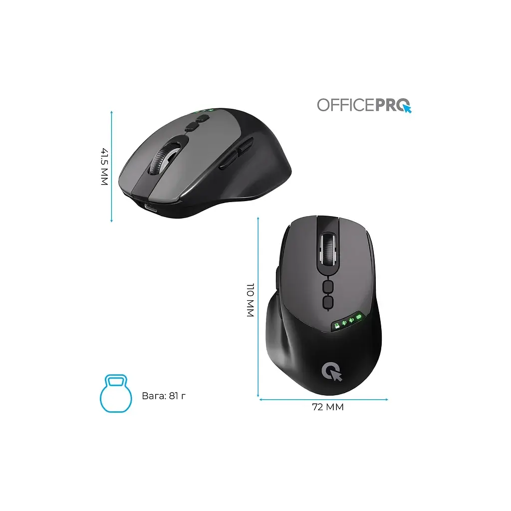 Мишка OfficePro M520B Wireless/Bluetooth Black (M520B) - фото 12