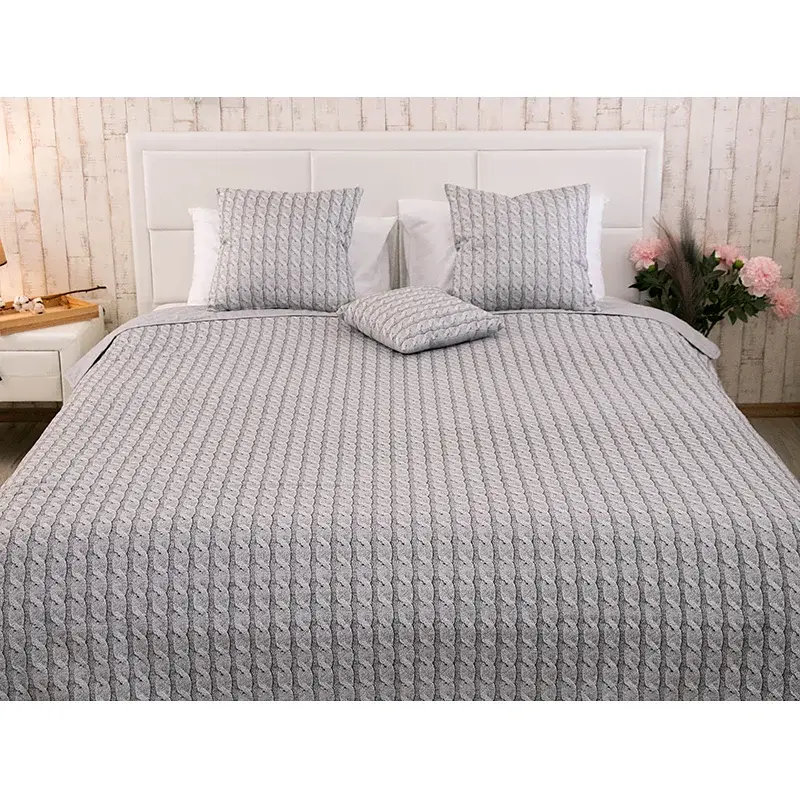 Покривало Руно двостороннє декоративне Grey Braid 212х240 см сіре - фото 3
