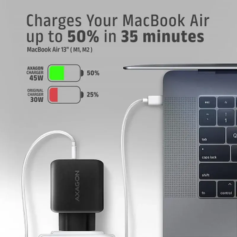 Зарядний пристрій AXAGON 1xUSB QC4.0 + 1xUSB-C PD45W PPS black (ACU-PQ45) - фото 8