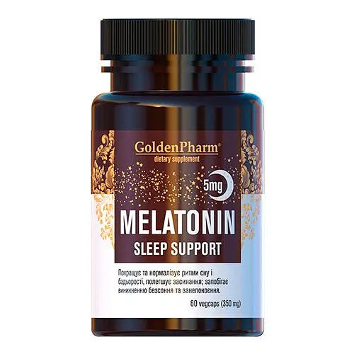 Натуральна добавка Golden Pharm Melatonin Sleep Support 5 mg, 60 вегакапсул