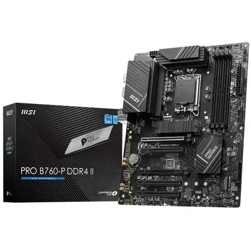 Материнская плата MSI PRO LGA1700, B760-P DDR4 II, B760, 4xDDR4, Int.Video (CPU), 4xSATA3, 2xM.2, 2xPCI-E 4.0 x16, 3xPCI-E 3.0 x16, ALC897, RTL8125BG, 8xUSB3.2/6xUSB2.0, HDMI/DP, ATX - фото 2