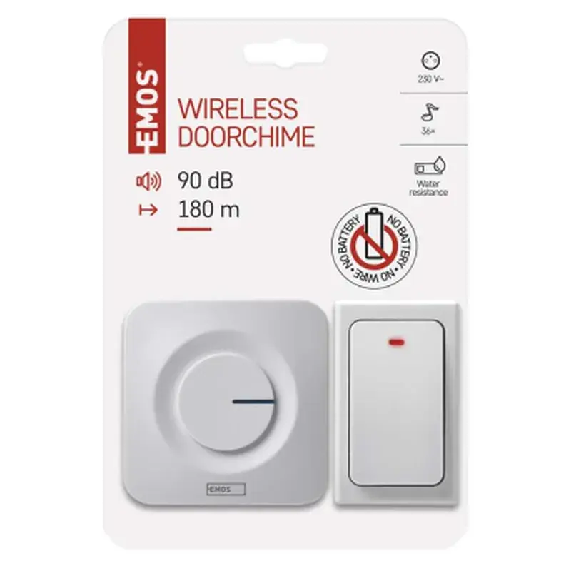 Дверний дзвінок EMOS бездротовий P5729 живлення від мережі 220В з кнопкою BATTERY-FREE (P5729) - фото 11