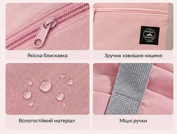 Сумка жіноча дорожня для подорожей відпочинку спорту та щоденних справ ніжно-рожева - фото 3
