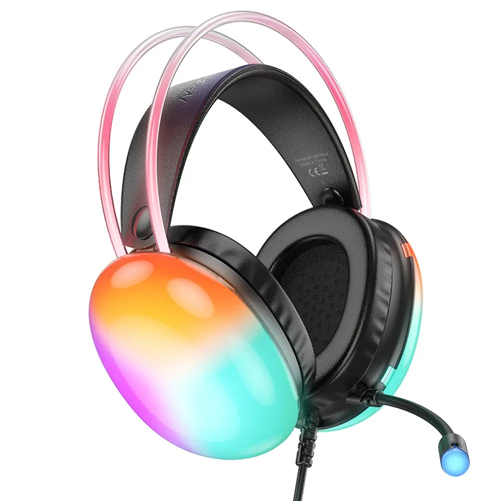 Наушники накладные Hoco W109 Plus игровые с LED подсветкой USB черный - фото 3